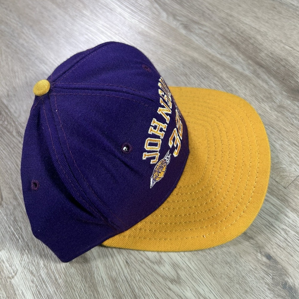 VTG Los Angeles Lakers Magic Johnson Snapback Hat NBA AJD Purple Wool Cap USA‎ - Picture 7 of 9